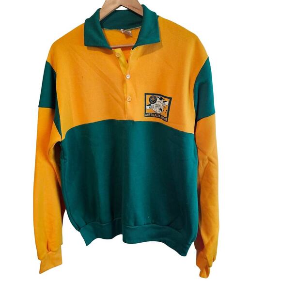 Vintage World Jamboree Mondial Australia Sweater Men XL Green Preppy Boy Scouts - Picture 1 of 8